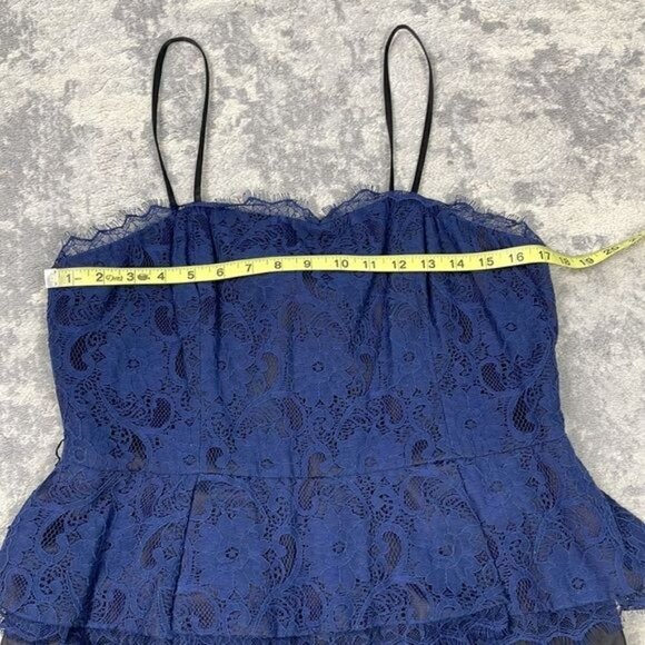 Kate Young for Target Colorblock Peplum Cocktail Party Dress Lace Satin Blue 14 - Picture 11 of 14